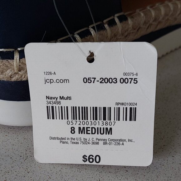 NWT A.N.A. Blue/White Multi Stripe Sandals with Ankle Strap Women's Size 8 - Picture 11 of 13